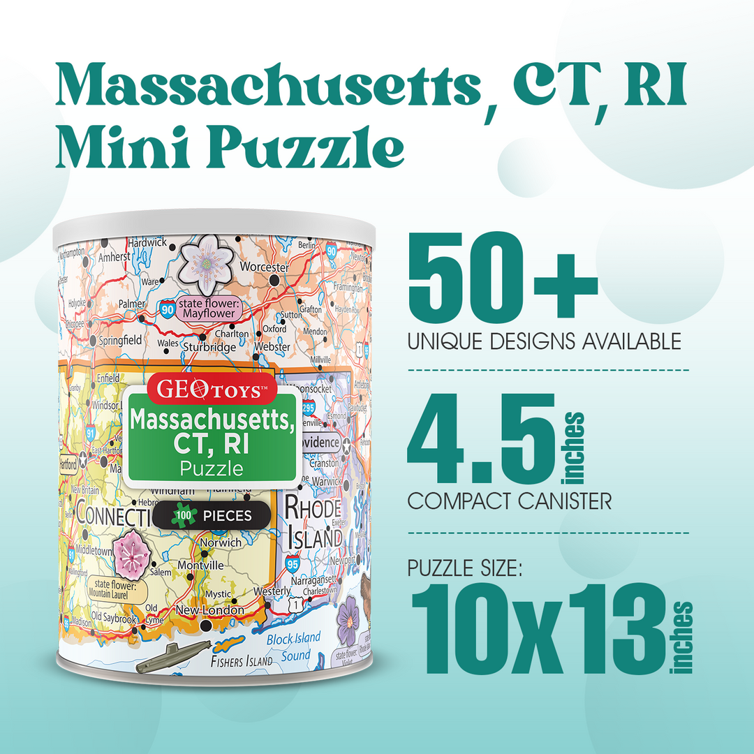 100-Piece Mini Puzzle - Massachusetts, Connecticut, and Rhode Island