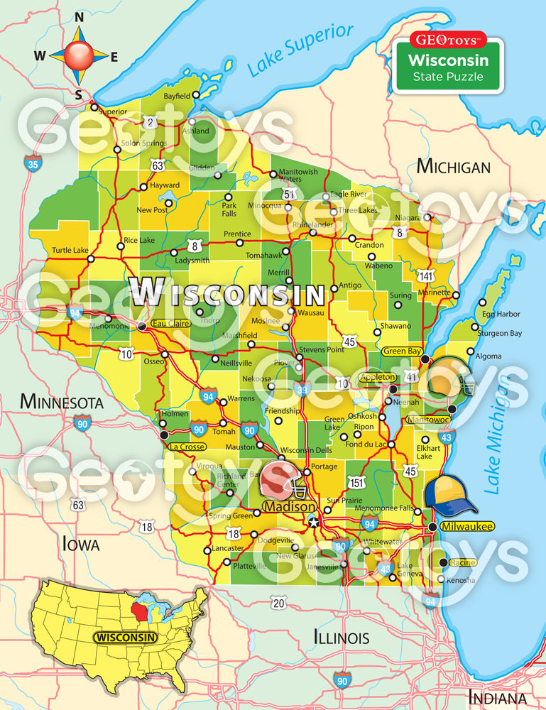 100-Piece Mini Puzzle - Wisconsin
