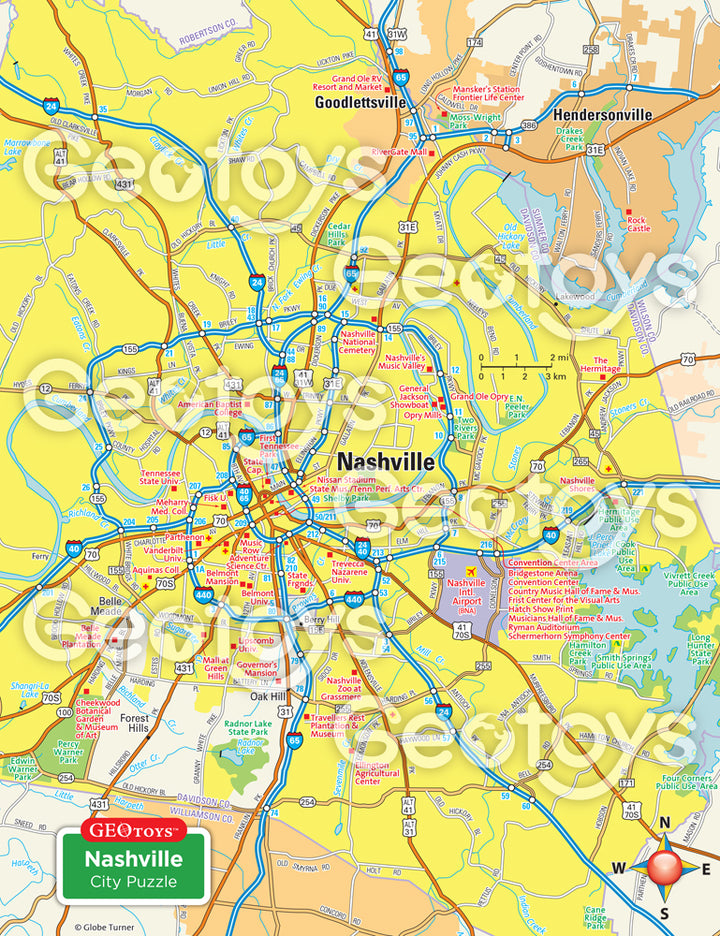 100-Piece Mini Puzzle - Nashville