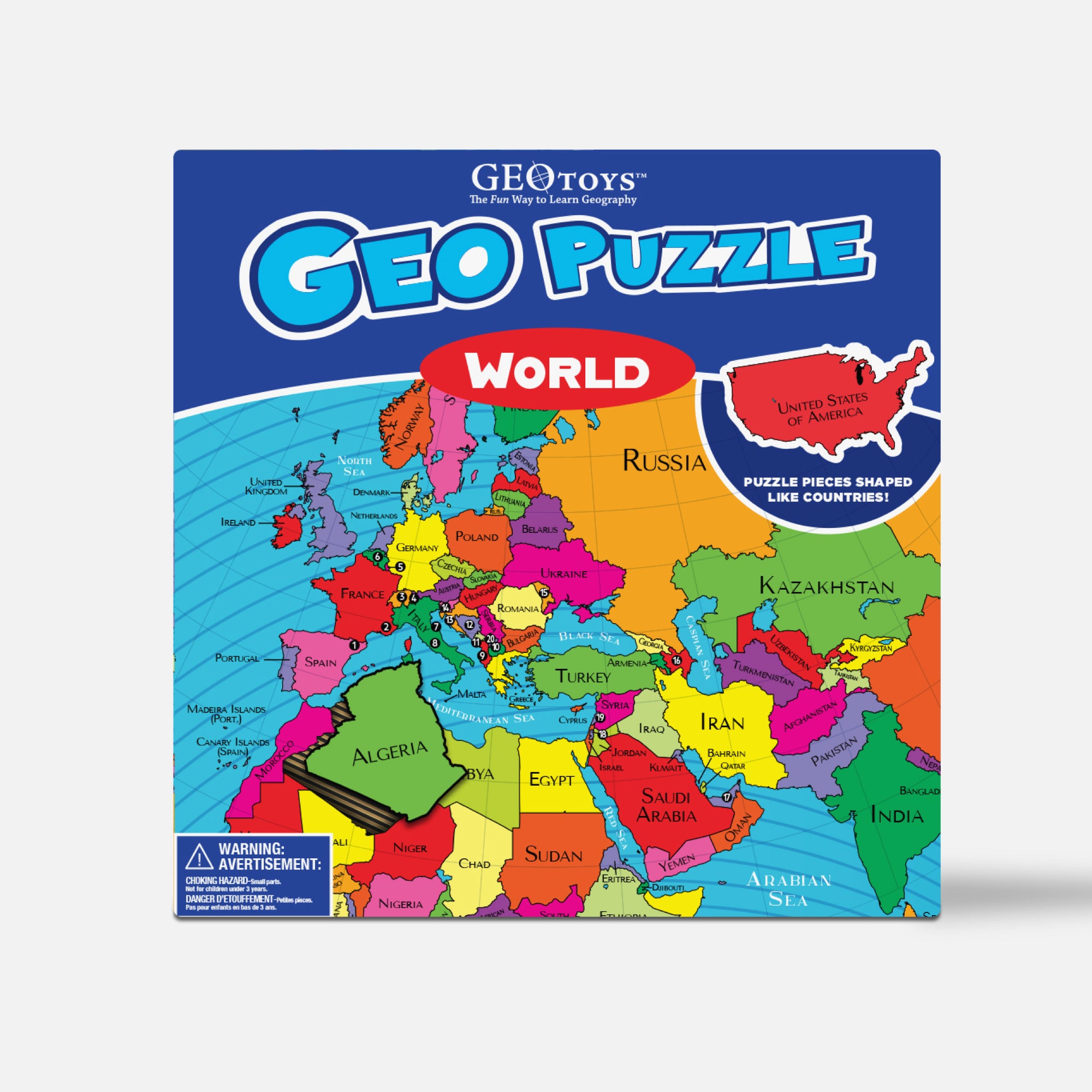 GeoPuzzle World, 68 Piece Geography Jigsaw Puzzle – Geotoys