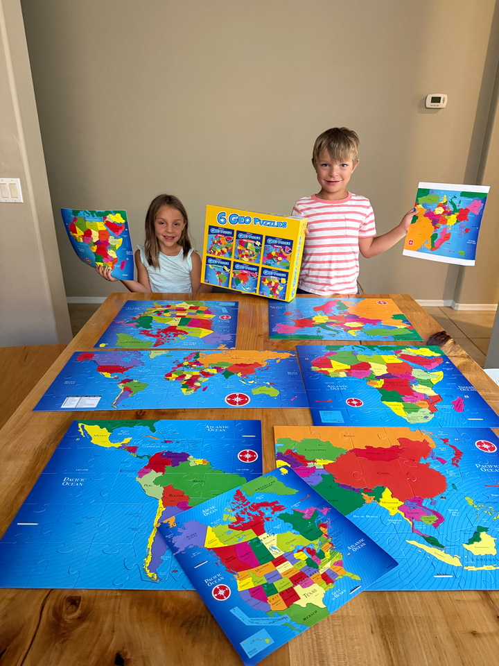 6 GeoPuzzles in One Box, Geography Jigsaw Puzzles