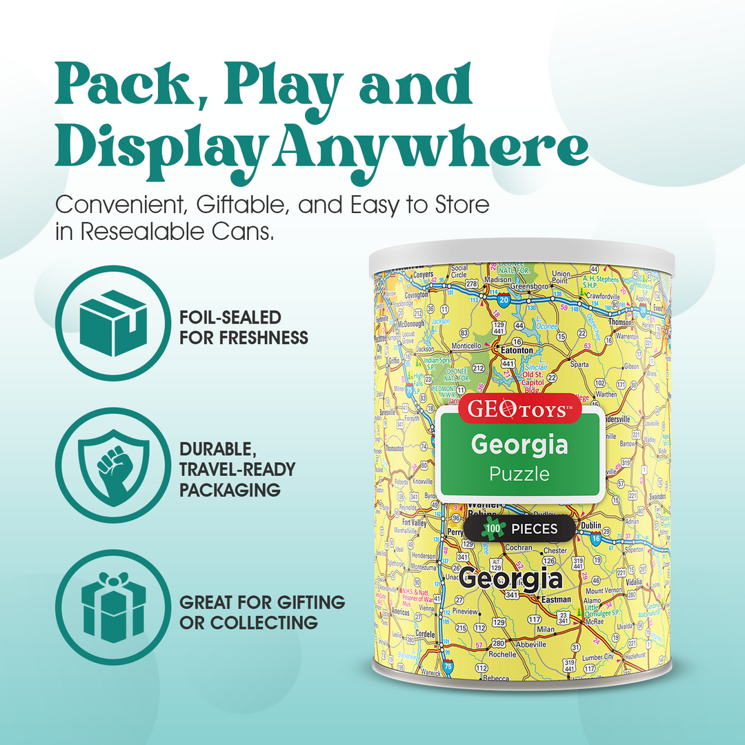 100-Piece Mini Puzzle - Georgia – Geotoys 100-Piece Mini Puzzle - Georgia – Geotoys