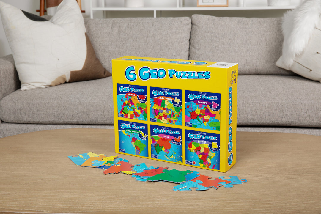 6 GeoPuzzles in One Box, Geography Jigsaw Puzzles