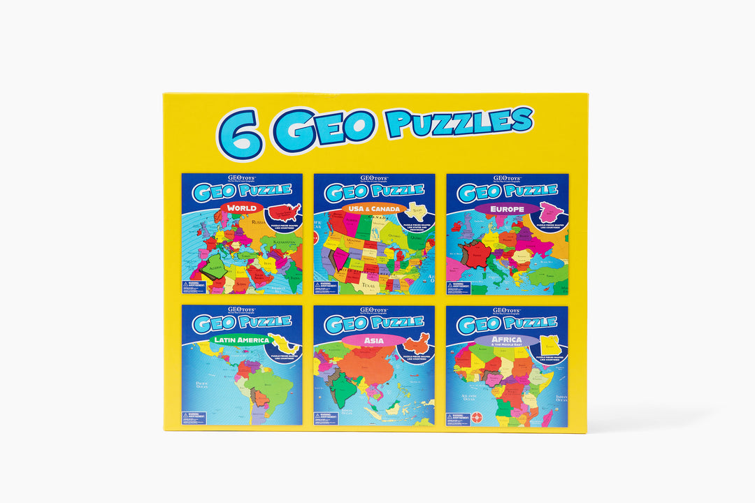 6 GeoPuzzles in One Box, Geography Jigsaw Puzzles