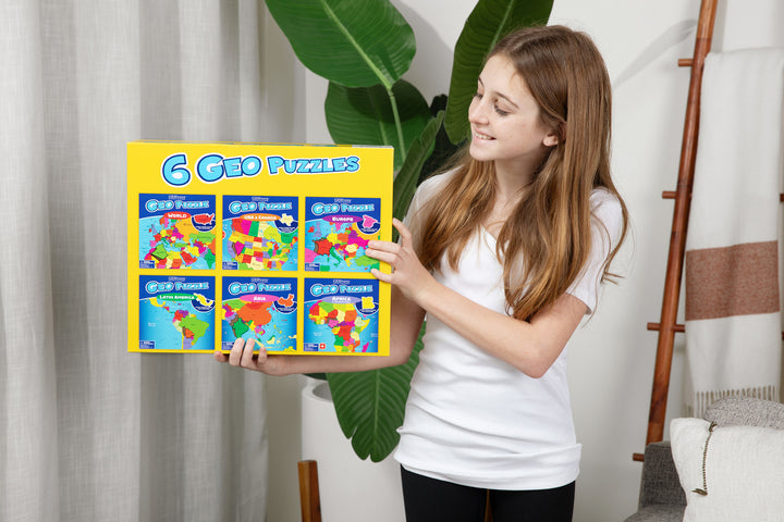 6 GeoPuzzles in One Box, Geography Jigsaw Puzzles