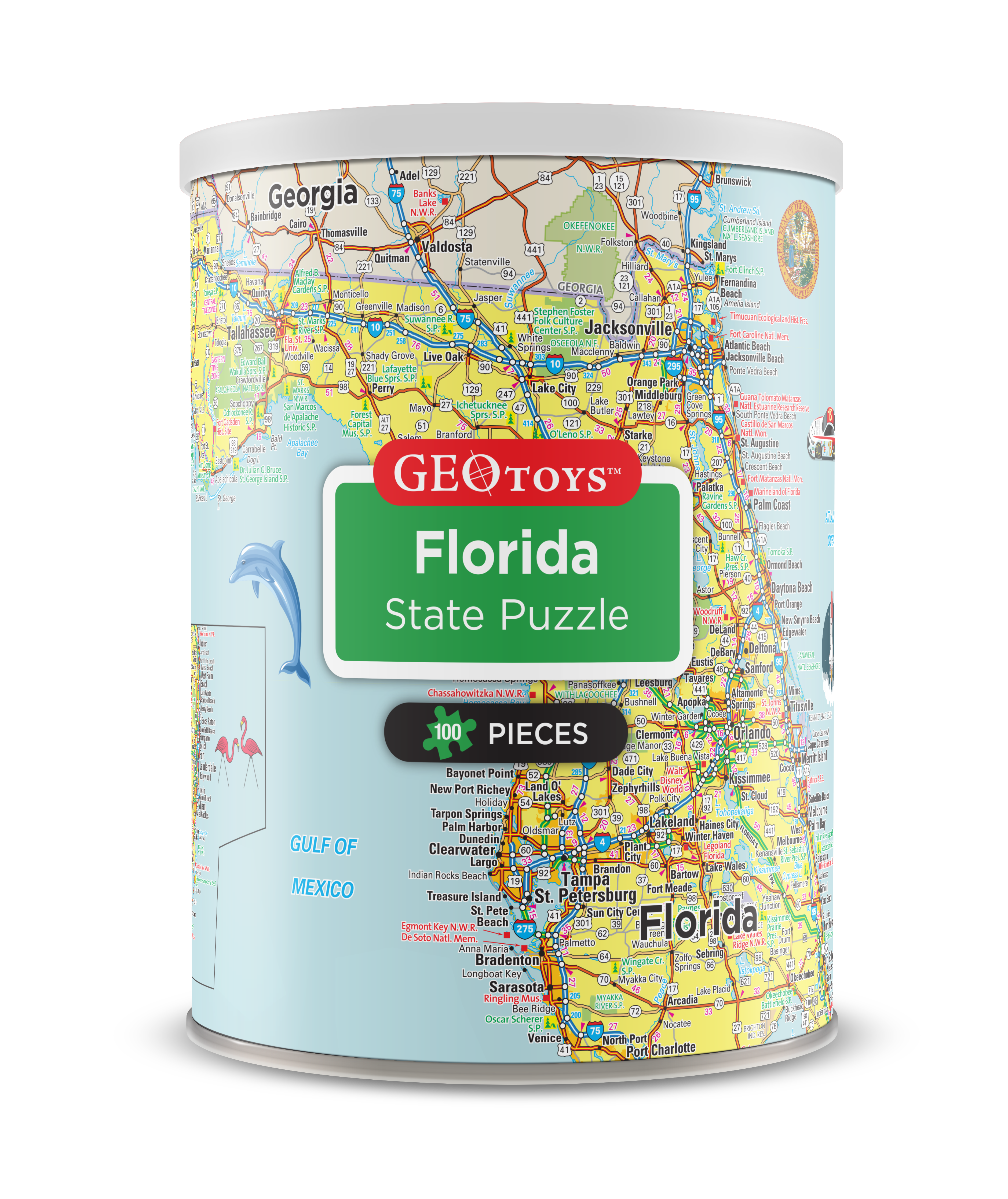 Florida Mini Map 100-Piece Mini Puzzle - Florida – Geotoys