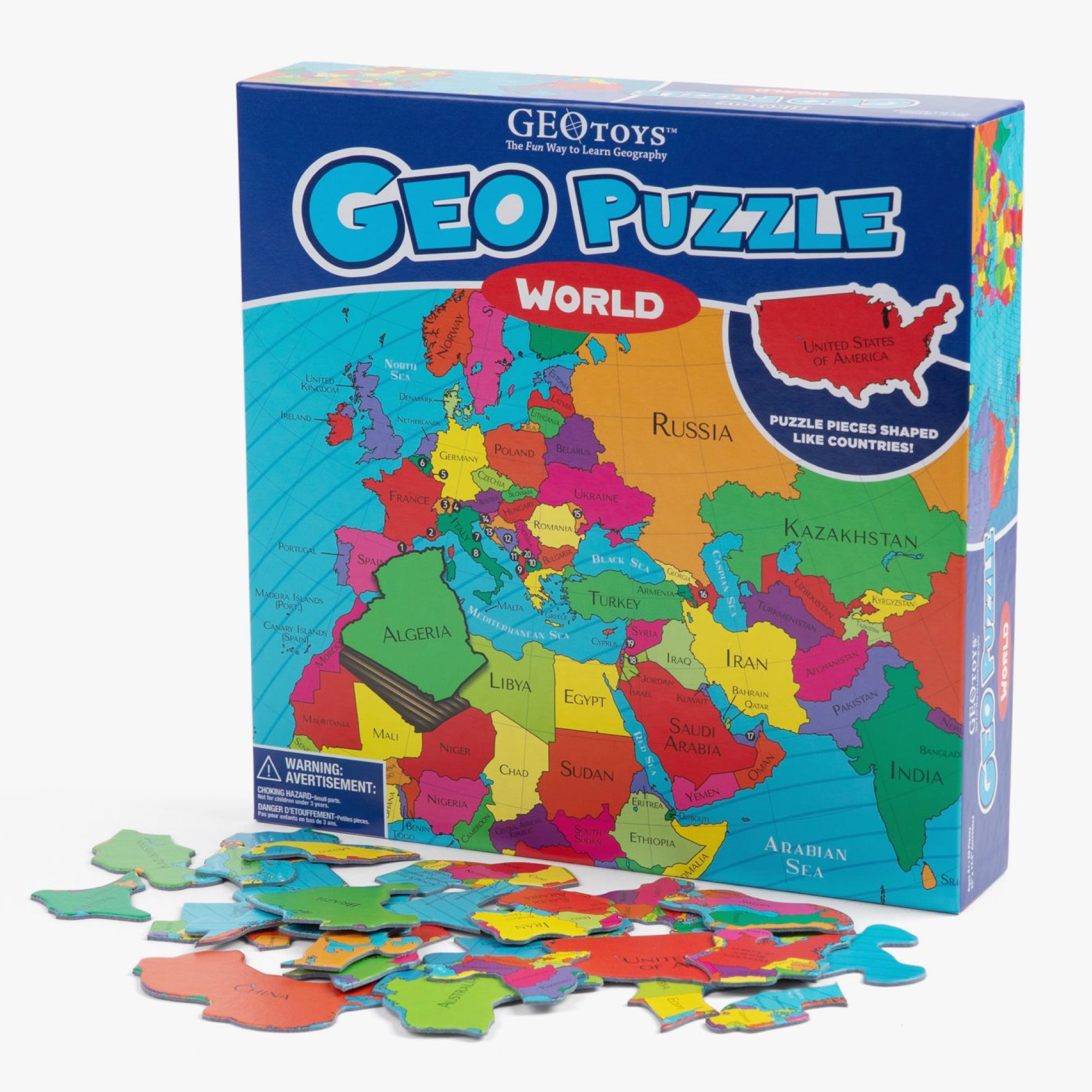 GeoPuzzle World, 68 Piece Geography Jigsaw Puzzle – Geotoys