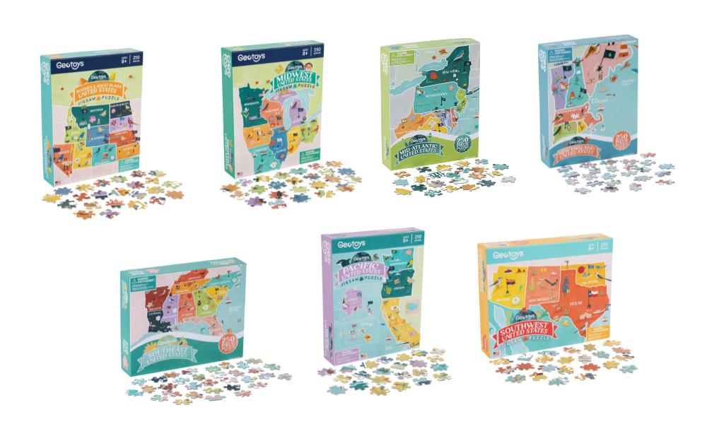 Regional USA Puzzle Bundle - 7 Regional Puzzles in individual boxes