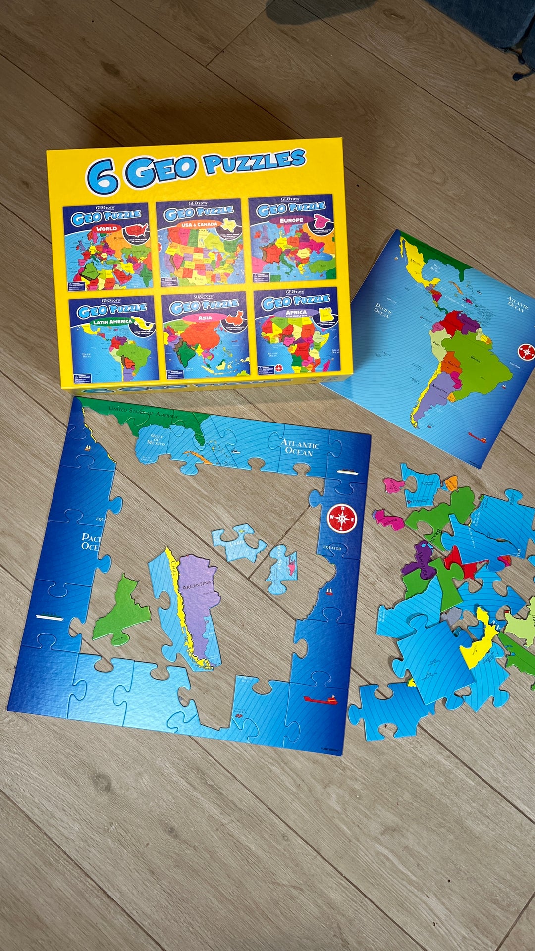 6 GeoPuzzles in One Box, Geography Jigsaw Puzzles