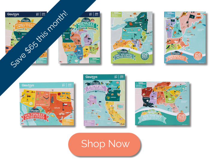 Regional USA Puzzle Bundle - 7 Regional Puzzles in individual boxes