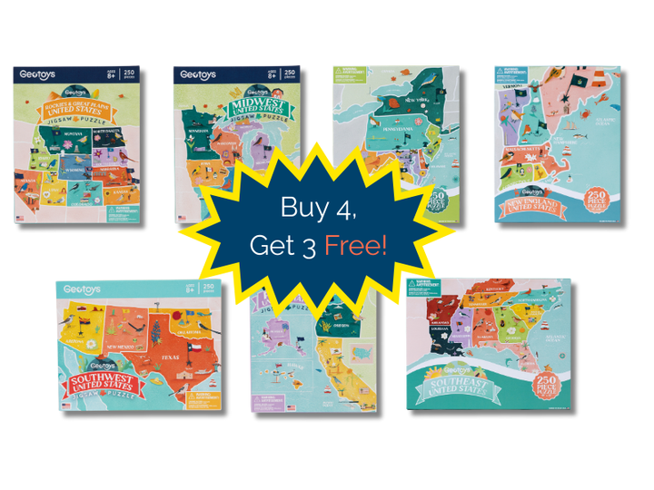 Regional USA Puzzle Bundle - 7 Regional Puzzles in individual boxes