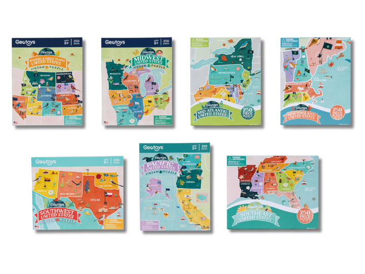 Regional USA Puzzle Bundle - 7 Regional Puzzles in individual boxes